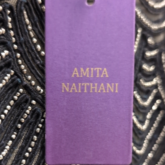 Amita Naithani Black and Gold Hand Beaded 3/4 Sleeve Blouse - Picture 5 of 5